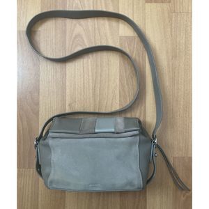 All Saints Gray Leather & Suede Convertible Crossbody Shoulder Bag Purse